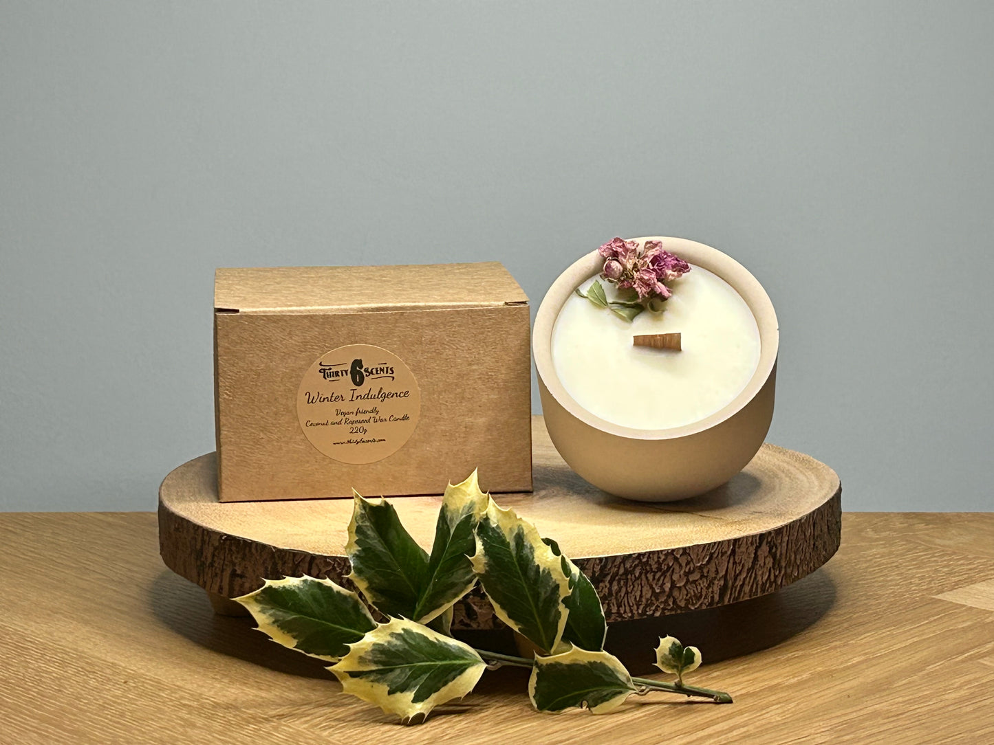 Large 220g Hand-Poured Candle in a Handmade Pot