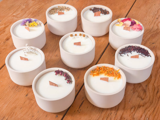 Large 220g Hand-Poured Candle in a Handmade Pot